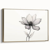 Boho Wall Decor - Delicate Black and White Floral Line Art Bohemian Canvas