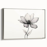 Boho Wall Decor - Delicate Black and White Floral Line Art Bohemian Canvas