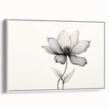 Boho Wall Decor - Delicate Black and White Floral Line Art Bohemian Canvas