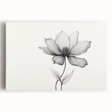 Boho Wall Decor - Delicate Black and White Floral Line Art Bohemian Canvas