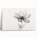 Boho Wall Decor - Delicate Black and White Floral Line Art Bohemian Canvas