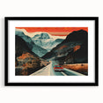 Boho Wall Art - Retro Road Trip Car in Colorful Mountain Landscape Canvas