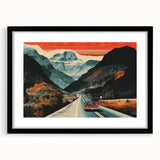 Boho Wall Art - Retro Road Trip Car in Colorful Mountain Landscape Canvas