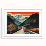 Boho Wall Art - Retro Road Trip Car in Colorful Mountain Landscape Canvas