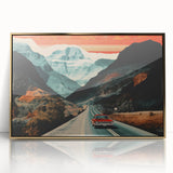 Boho Wall Art - Retro Road Trip Car in Colorful Mountain Landscape Canvas