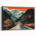 Boho Wall Art - Retro Road Trip Car in Colorful Mountain Landscape Canvas
