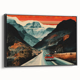 Boho Wall Art - Retro Road Trip Car in Colorful Mountain Landscape Canvas