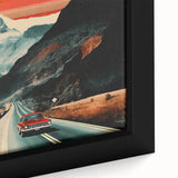 Boho Wall Art - Retro Road Trip Car in Colorful Mountain Landscape Canvas