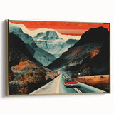 Boho Wall Art - Retro Road Trip Car in Colorful Mountain Landscape Canvas