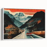 Boho Wall Art - Retro Road Trip Car in Colorful Mountain Landscape Canvas