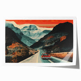 Boho Wall Art - Retro Road Trip Car in Colorful Mountain Landscape Canvas