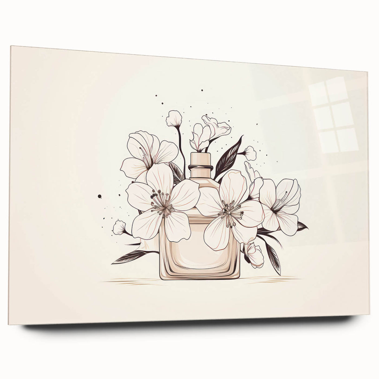 Boho Wall Decor - Elegant Floral Perfume Bottle Bohemian Canvas Art