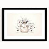 Boho Wall Decor - Elegant Floral Perfume Bottle Bohemian Canvas Art