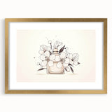 Boho Wall Decor - Elegant Floral Perfume Bottle Bohemian Canvas Art