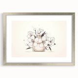 Boho Wall Decor - Elegant Floral Perfume Bottle Bohemian Canvas Art
