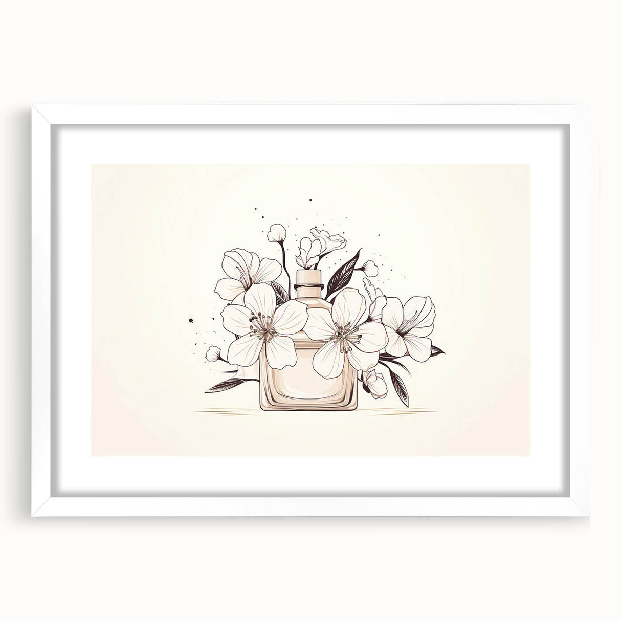 Boho Wall Decor - Elegant Floral Perfume Bottle Bohemian Canvas Art