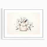 Boho Wall Decor - Elegant Floral Perfume Bottle Bohemian Canvas Art