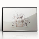 Boho Wall Decor - Elegant Floral Perfume Bottle Bohemian Canvas Art