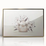 Boho Wall Decor - Elegant Floral Perfume Bottle Bohemian Canvas Art