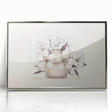 Boho Wall Decor - Elegant Floral Perfume Bottle Bohemian Canvas Art