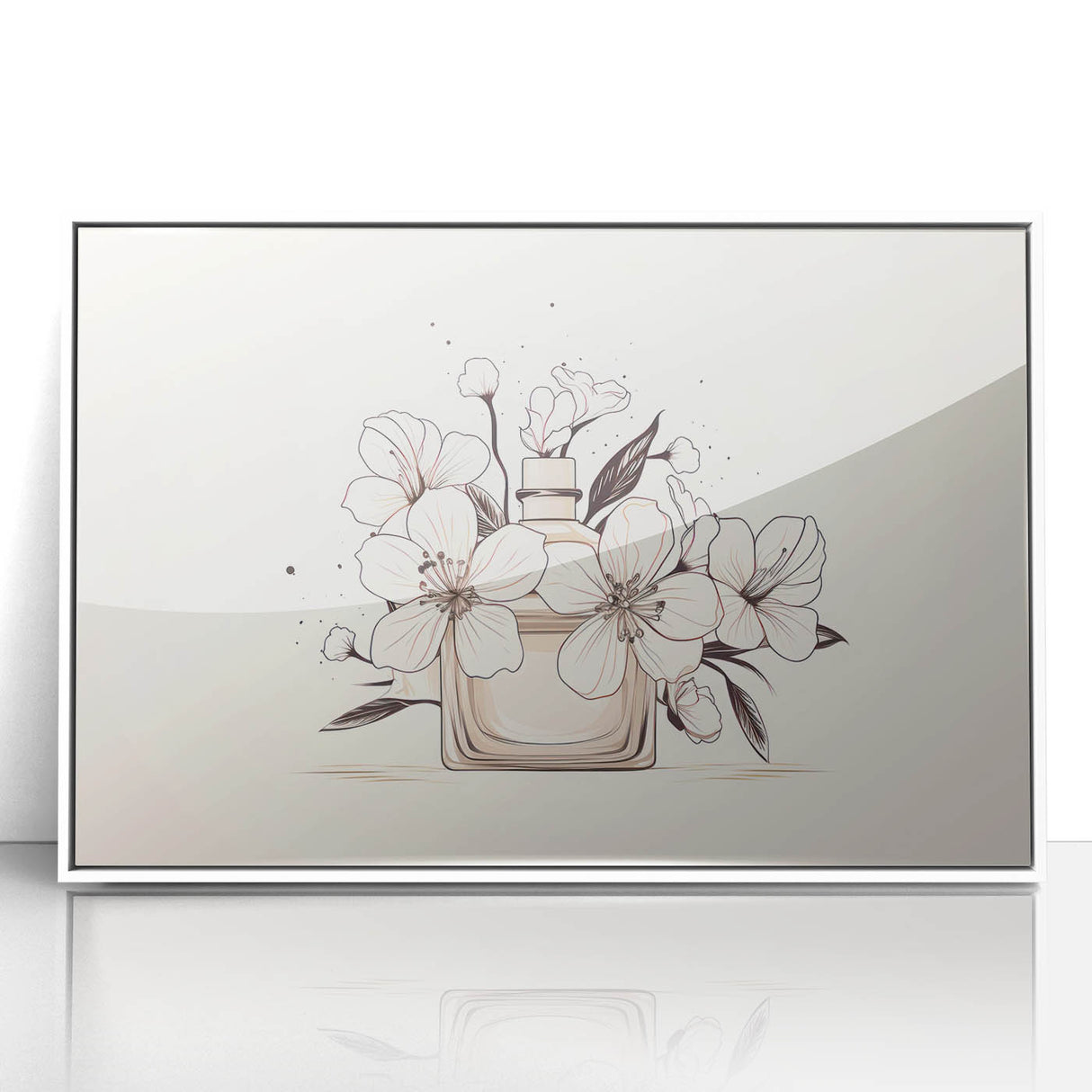 Boho Wall Decor - Elegant Floral Perfume Bottle Bohemian Canvas Art