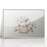 Boho Wall Decor - Elegant Floral Perfume Bottle Bohemian Canvas Art