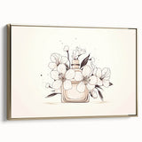 Boho Wall Decor - Elegant Floral Perfume Bottle Bohemian Canvas Art