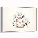 Boho Wall Decor - Elegant Floral Perfume Bottle Bohemian Canvas Art