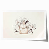 Boho Wall Decor - Elegant Floral Perfume Bottle Bohemian Canvas Art