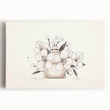 Boho Wall Decor - Elegant Floral Perfume Bottle Bohemian Canvas Art