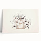 Boho Wall Decor - Elegant Floral Perfume Bottle Bohemian Canvas Art