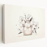 Boho Wall Decor - Elegant Floral Perfume Bottle Bohemian Canvas Art