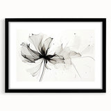 Bohemian Wall Art - Abstract Black and White Floral Boho Canvas Decor