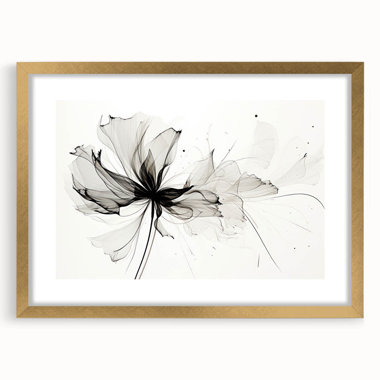 Bohemian Wall Art - Abstract Black and White Floral Boho Canvas Decor