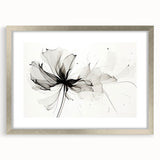 Bohemian Wall Art - Abstract Black and White Floral Boho Canvas Decor