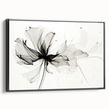 Bohemian Wall Art - Abstract Black and White Floral Boho Canvas Decor