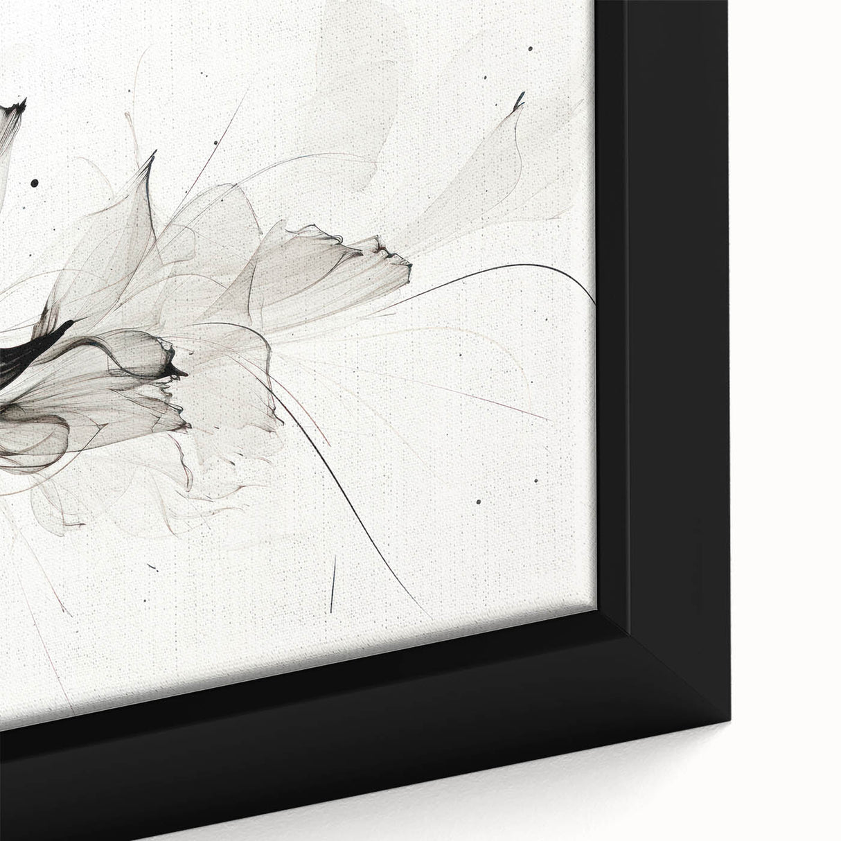 Bohemian Wall Art - Abstract Black and White Floral Boho Canvas Decor