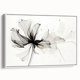 Bohemian Wall Art - Abstract Black and White Floral Boho Canvas Decor