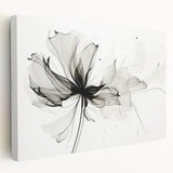 Bohemian Wall Art - Abstract Black and White Floral Boho Canvas Decor