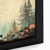 Boho Wall Art - Serene Forest Landscape with Deer Bohemian Canvas Art