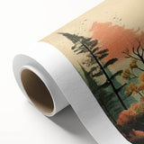 Boho Wall Art - Serene Forest Landscape with Deer Bohemian Canvas Art