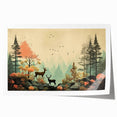 Boho Wall Art - Serene Forest Landscape with Deer Bohemian Canvas Art