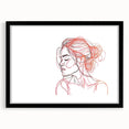 Boho Chic Wall Art - Abstract Line Art Female Portrait in Red and Black