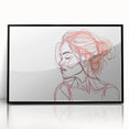 Boho Chic Wall Art - Abstract Line Art Female Portrait in Red and Black
