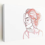 Boho Chic Wall Art - Abstract Line Art Female Portrait in Red and Black