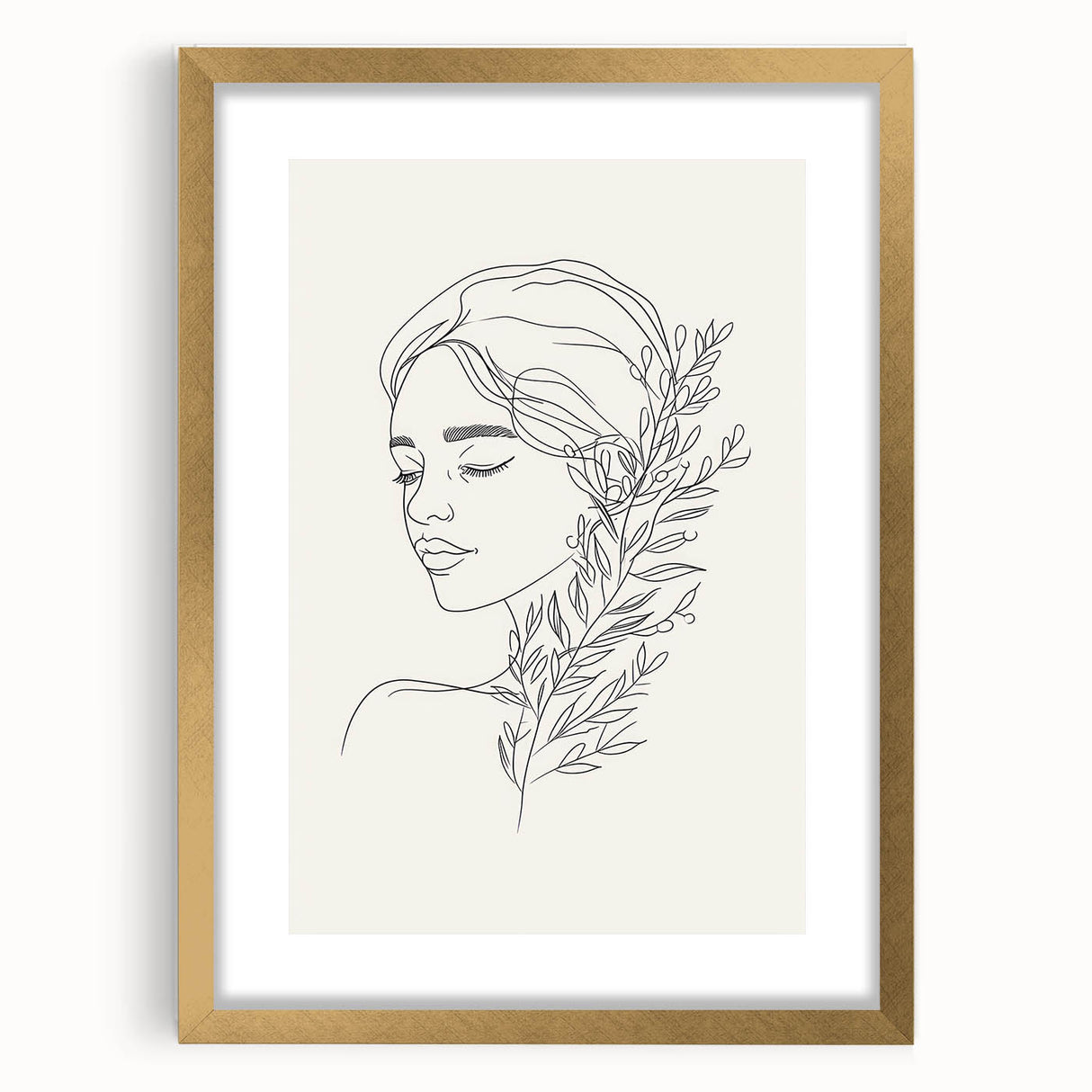 Bohemian Wall Art | Feminine Line Drawing with Botanical Elements | Modern Art