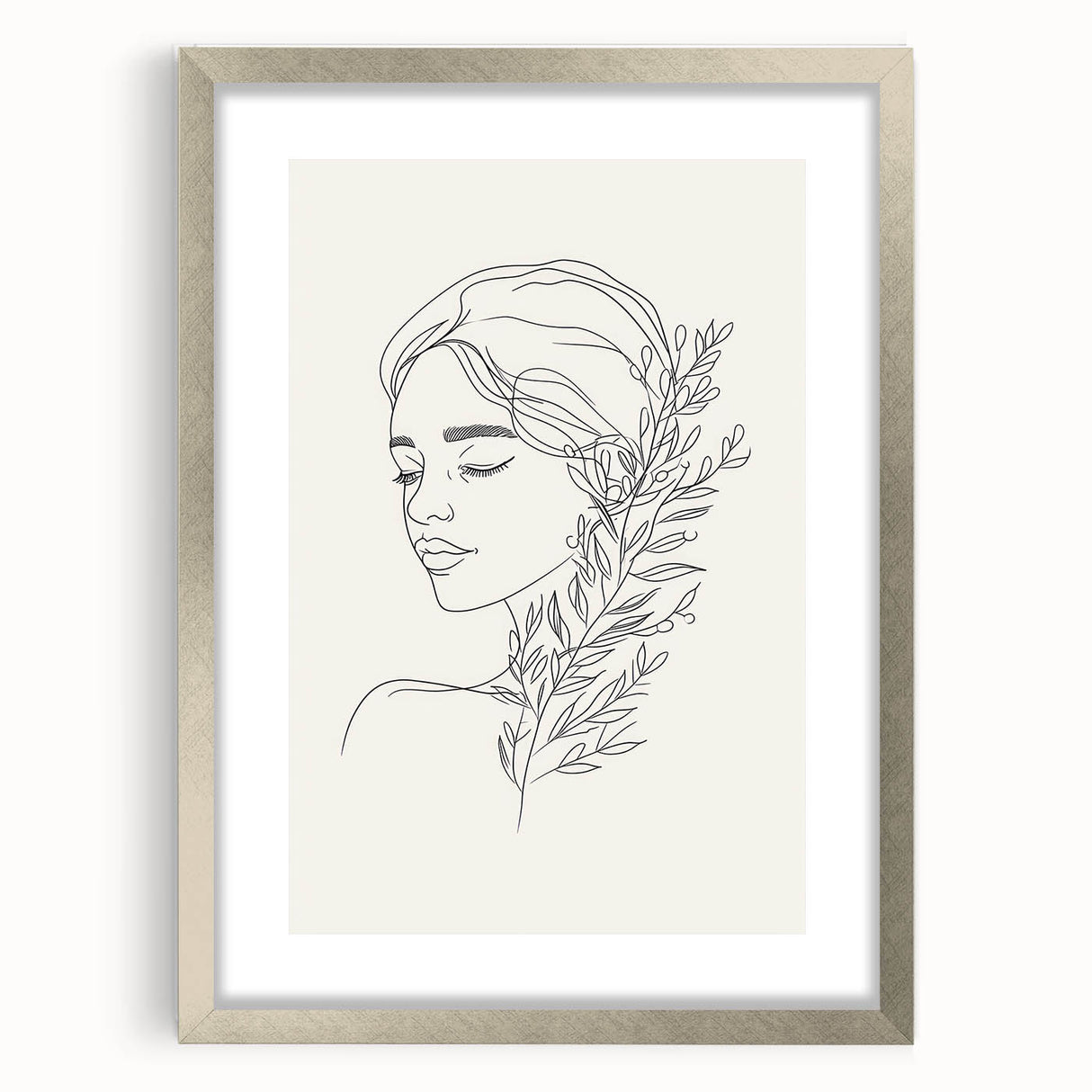 Bohemian Wall Art | Feminine Line Drawing with Botanical Elements | Modern Art