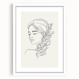 Bohemian Wall Art | Feminine Line Drawing with Botanical Elements | Modern Art