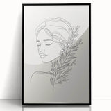 Bohemian Wall Art | Feminine Line Drawing with Botanical Elements | Modern Art