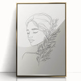 Bohemian Wall Art | Feminine Line Drawing with Botanical Elements | Modern Art